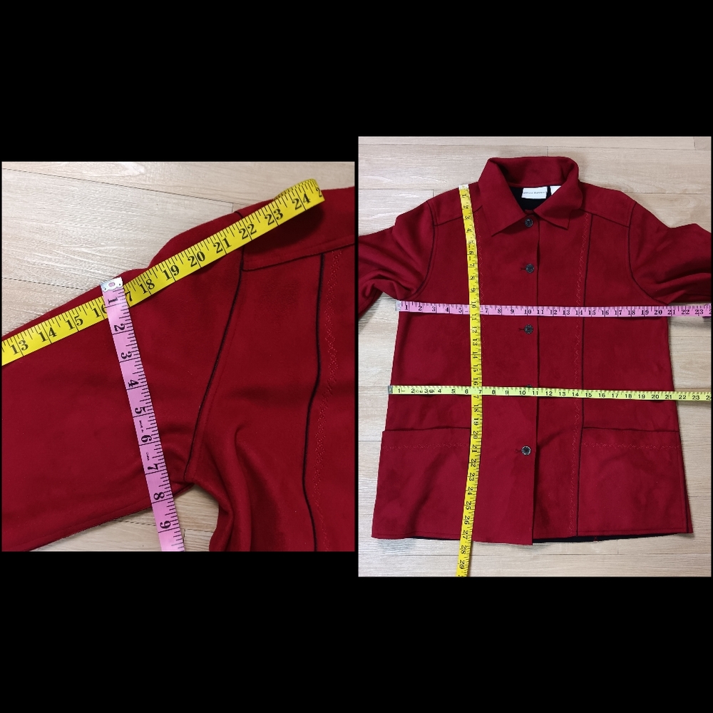Alfred Dunner Jacket Womens 8 Red Faux Suede Fleece Academia Tomato Girl Comfy - Picture 6 of 6